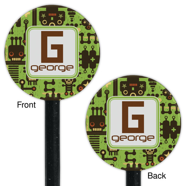 Industrial Robot 1 Black Plastic 5.5" Stir Stick - Double Sided - Round - Front & Back