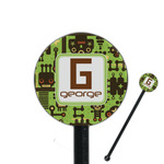 Industrial Robot 1 5.5" Round Plastic Stir Sticks - Black - Double Sided (Personalized)