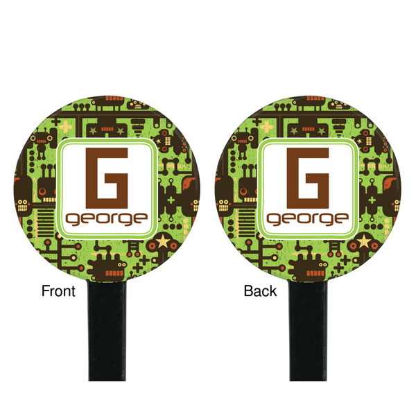 Industrial Robot 1 Black Plastic 7" Stir Stick - Double Sided - Round - Front & Back