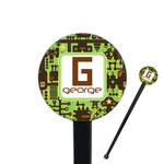 Industrial Robot 1 7" Round Plastic Stir Sticks - Black - Single Sided (Personalized)