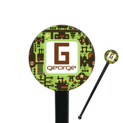 Industrial Robot 1 7" Round Plastic Stir Sticks - Black - Single Sided (Personalized)
