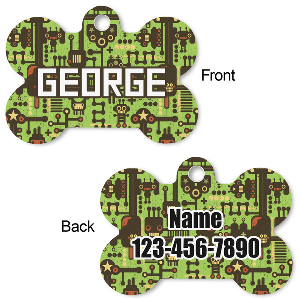 Industrial Robot 1 Bone Shaped Dog ID Tag - Large - Approval