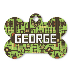 Industrial Robot 1 Bone Shaped Dog ID Tag - Large (Personalized)