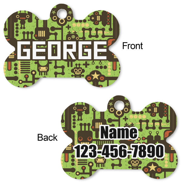 Industrial Robot 1 Bone Shaped Dog Tag - Front & Back