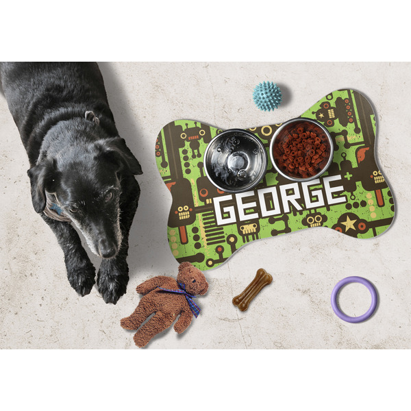 Industrial Robot 1 Bone Shaped Mat w/ Food & Water