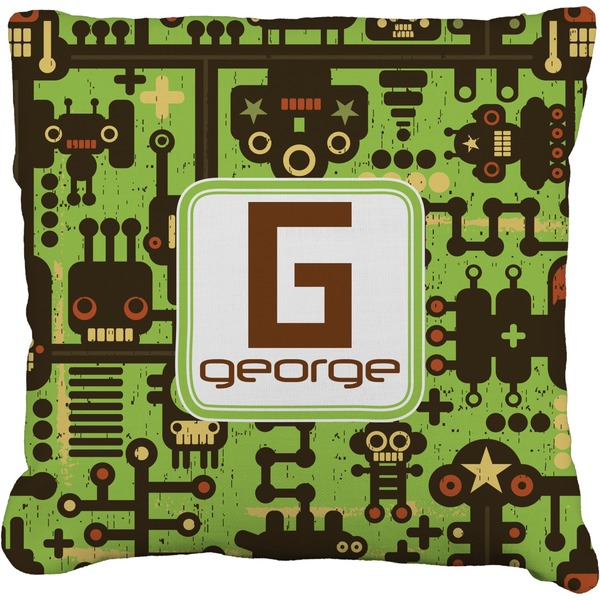 Custom Industrial Robot 1 Faux-Linen Throw Pillow 18" (Personalized)