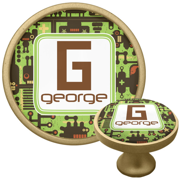 Industrial Robot 1 Cabinet Knob - Gold - Multi Angle