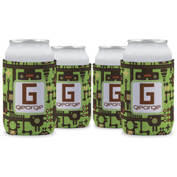 Industrial Robot 1 Can Cooler (12 oz) - Set of 4 w/ Name and Initial