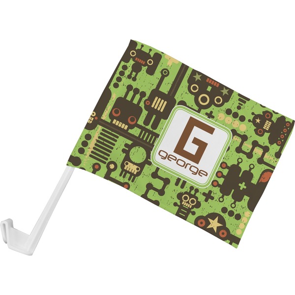 Custom Industrial Robot 1 Car Flag - Small w/ Name and Initial