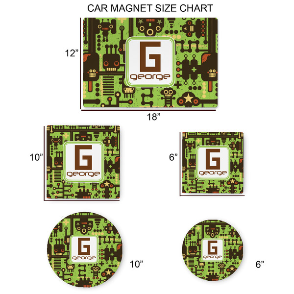 Industrial Robot 1 Car Magnets - SIZE CHART