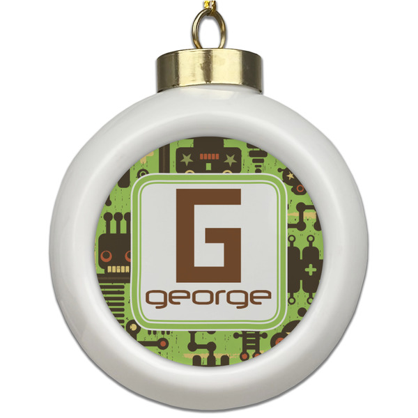 Custom Industrial Robot 1 Ceramic Ball Ornament (Personalized)