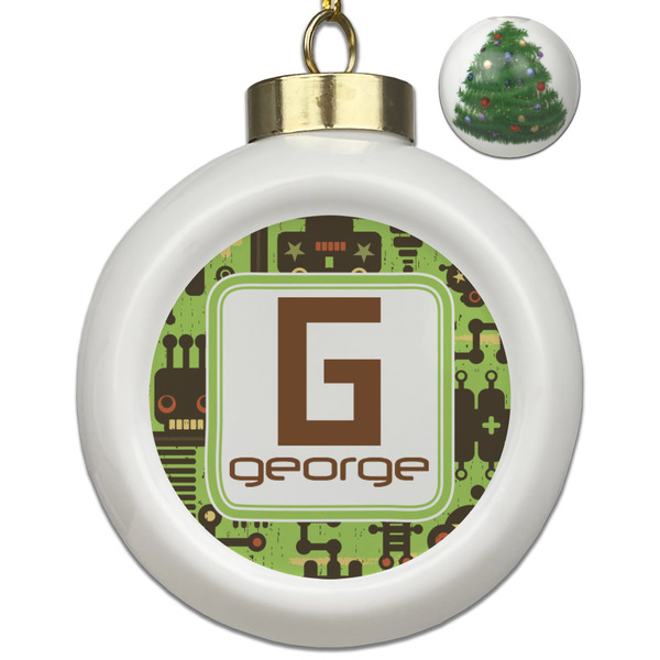 Custom Industrial Robot 1 Ceramic Ball Ornament - Christmas Tree (Personalized)