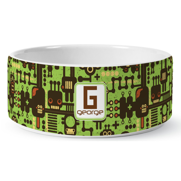 Industrial Robot 1 Ceramic Dog Bowl - Medium - Front