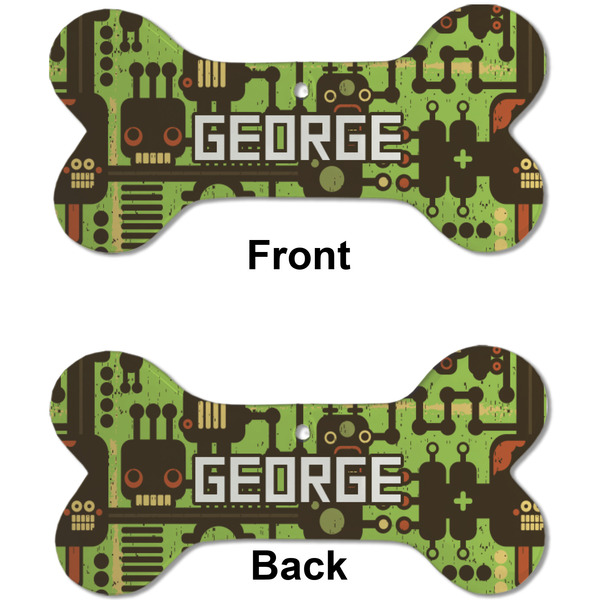 Industrial Robot 1 Ceramic Flat Ornament - Bone Front & Back (APPROVAL)