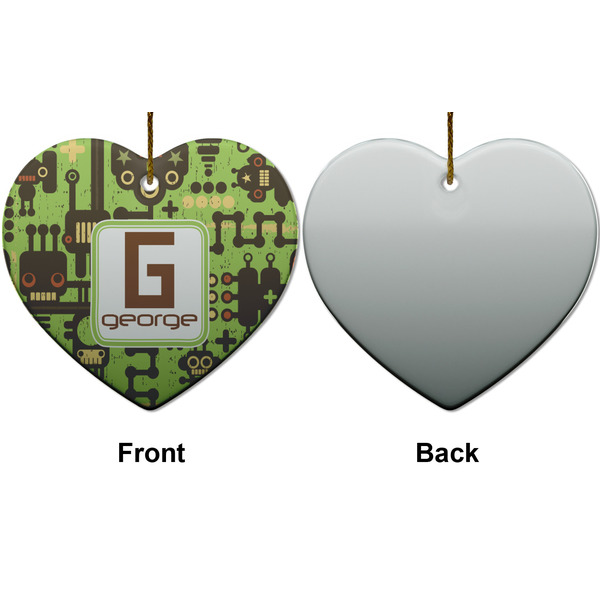 Industrial Robot 1 Ceramic Flat Ornament - Heart Front & Back (APPROVAL)