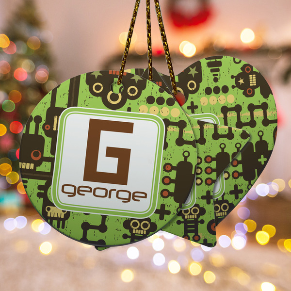 Custom Industrial Robot 1 Ceramic Ornament w/ Name and Initial