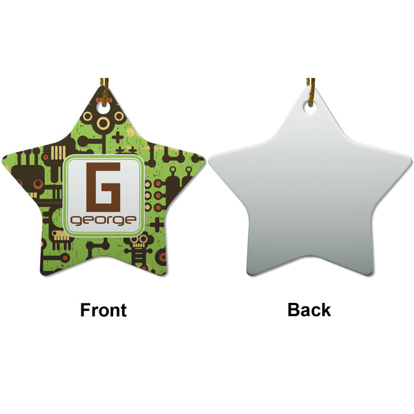 Industrial Robot 1 Ceramic Flat Ornament - Star Front & Back (APPROVAL)