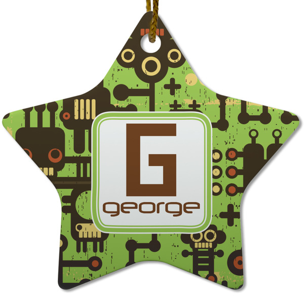 Industrial Robot 1 Ceramic Flat Ornament - Star (Front)