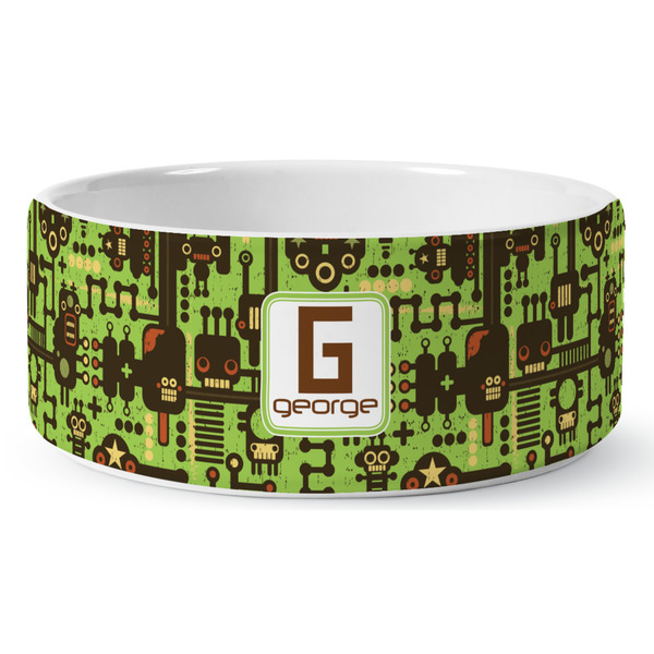 Custom Industrial Robot 1 Ceramic Dog Bowl - Large (Personalized)