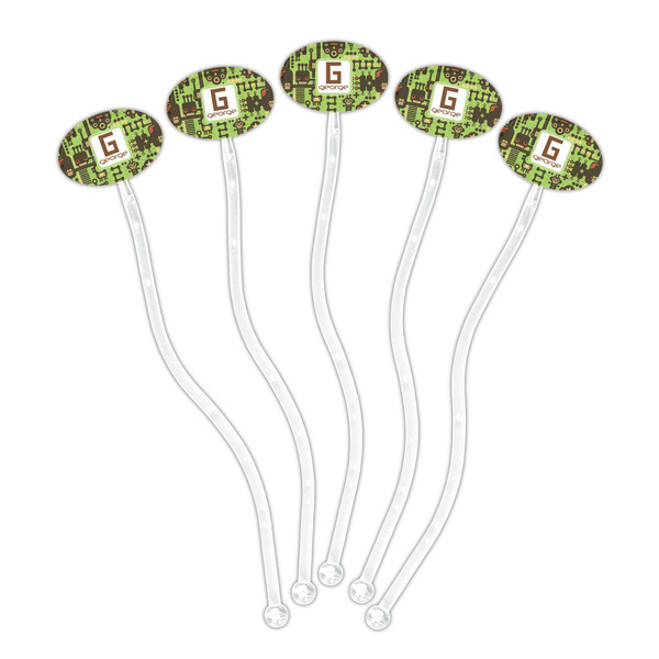 Industrial Robot 1 Clear Plastic 7" Stir Stick - Oval - Fan