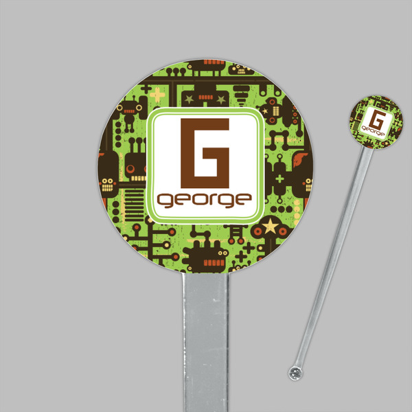 Industrial Robot 1 Clear Plastic 7" Stir Stick - Round - Closeup