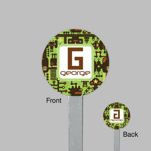 Industrial Robot 1 Clear Plastic 7" Stir Stick - Round - Front & Back