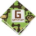 Industrial Robot 1 Cloth Cocktail Napkin - Single w/ Name and Initial