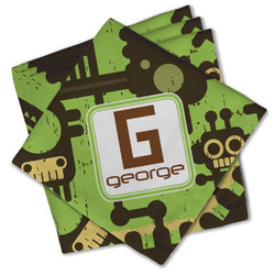 Industrial Robot 1 Cloth Cocktail Napkins - Set of 4 w/ Name and Initial