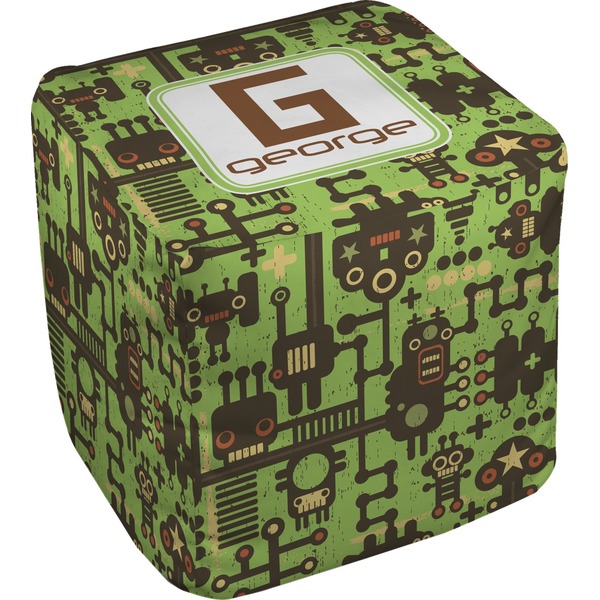Custom Industrial Robot 1 Cube Pouf Ottoman - 13" (Personalized)