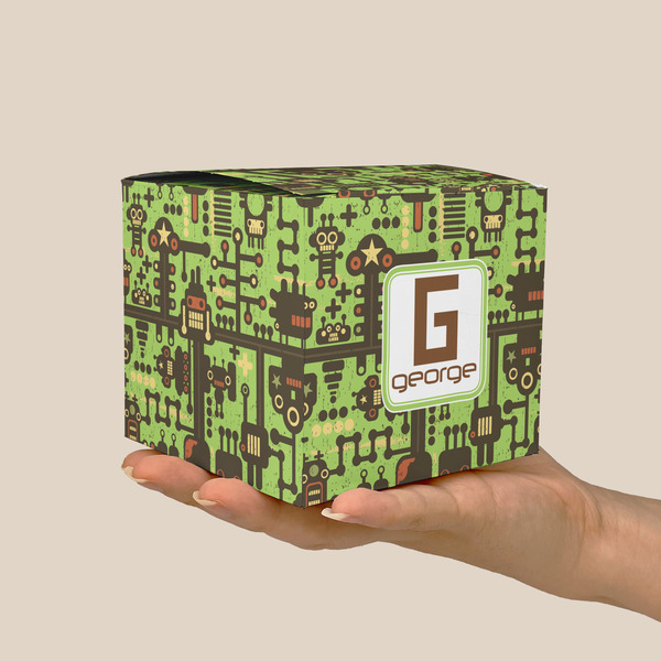 Industrial Robot 1 Cube Favor Gift Box - On Hand - Scale View
