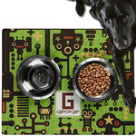 Industrial Robot 1 Dog Food Mat - Large w/ Name and Initial