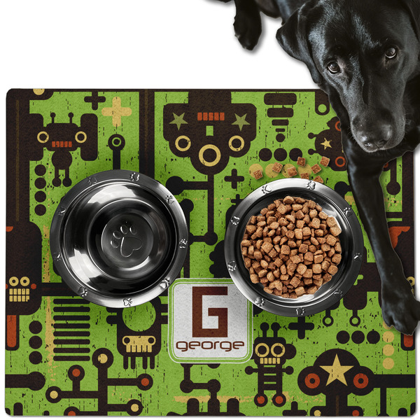Industrial Robot 1 Dog Food Mat - Large LIFESTYLE