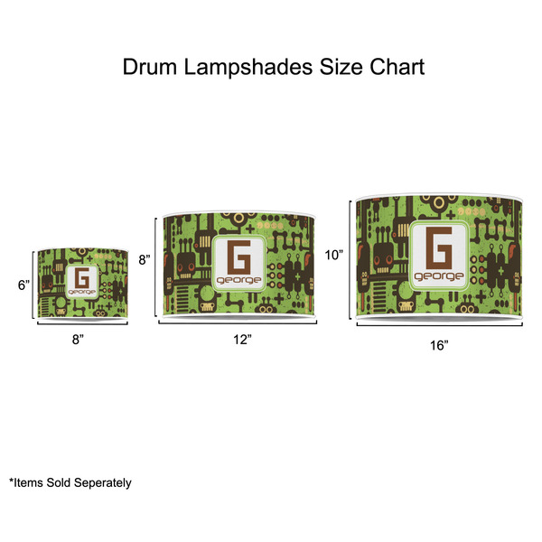 Industrial Robot 1 Drum Lampshades - Sizing Chart