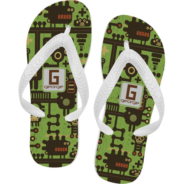Custom Industrial Robot 1 Flip Flops - Small (Personalized)