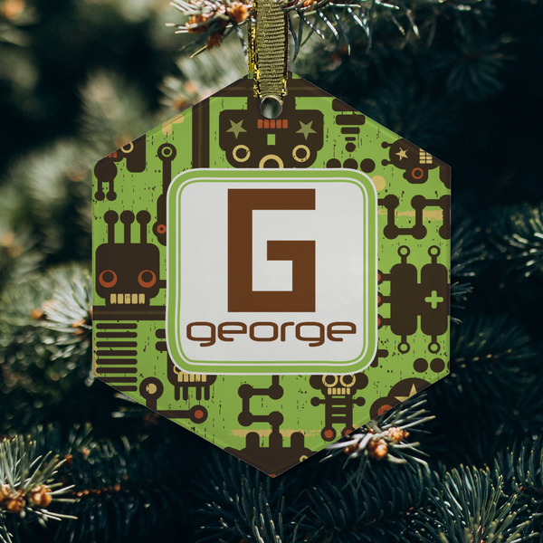 Industrial Robot 1 Frosted Glass Ornament - Hexagon (Lifestyle)