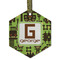 Industrial Robot 1 Flat Glass Ornament - Hexagon w/ Name and Initial