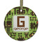 Industrial Robot 1 Flat Glass Ornament - Round w/ Name and Initial