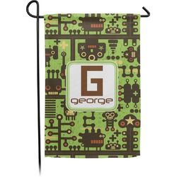 Industrial Robot 1 Small Garden Flag - Double Sided w/ Name and Initial
