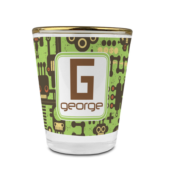 Industrial Robot 1 Glass Shot Glass - With gold rim - FRONT