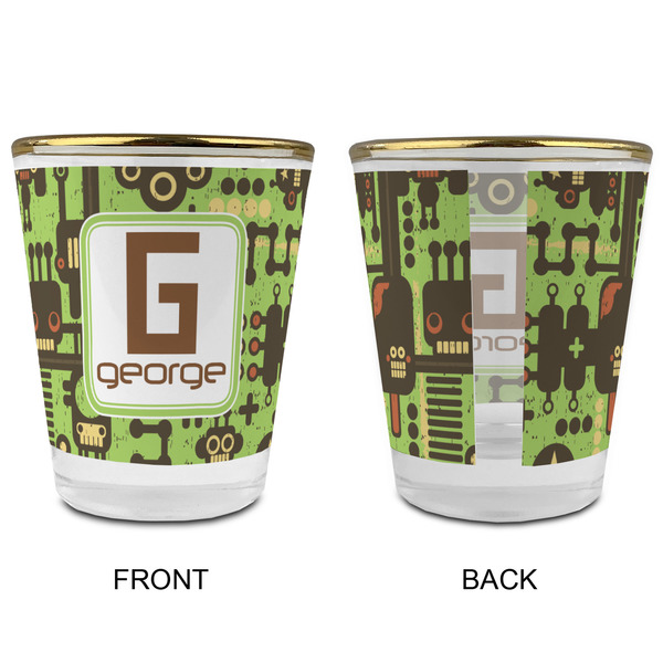 Industrial Robot 1 Glass Shot Glass - with gold rim - APPROVAL