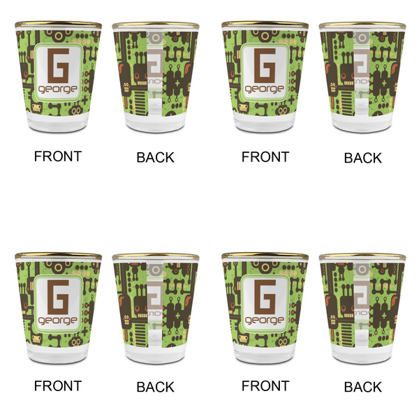 Industrial Robot 1 Glass Shot Glass - with gold rim - Set of 4 - APPROVAL