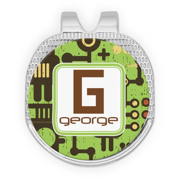 Custom Industrial Robot 1 Golf Ball Marker - Hat Clip - Silver