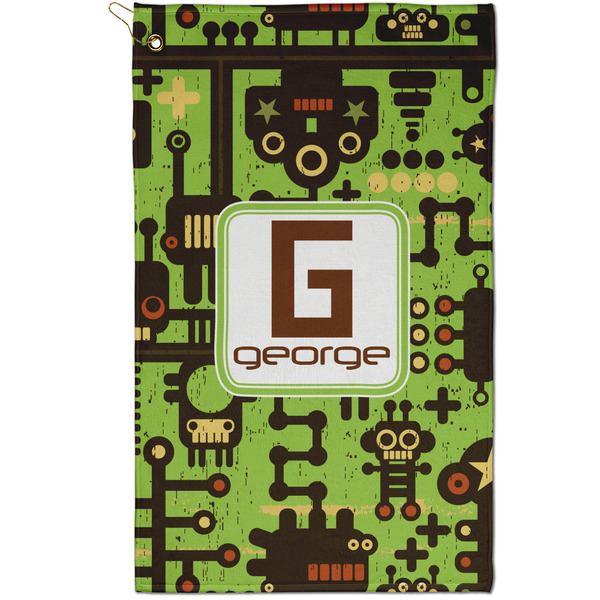 Custom Industrial Robot 1 Golf Towel - Poly-Cotton Blend - Small w/ Name and Initial