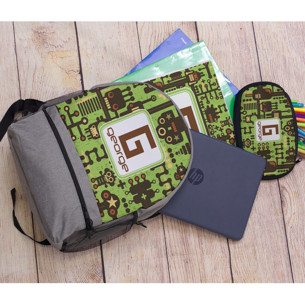 Industrial Robot 1 Large Backpack - Gray - With Stuff