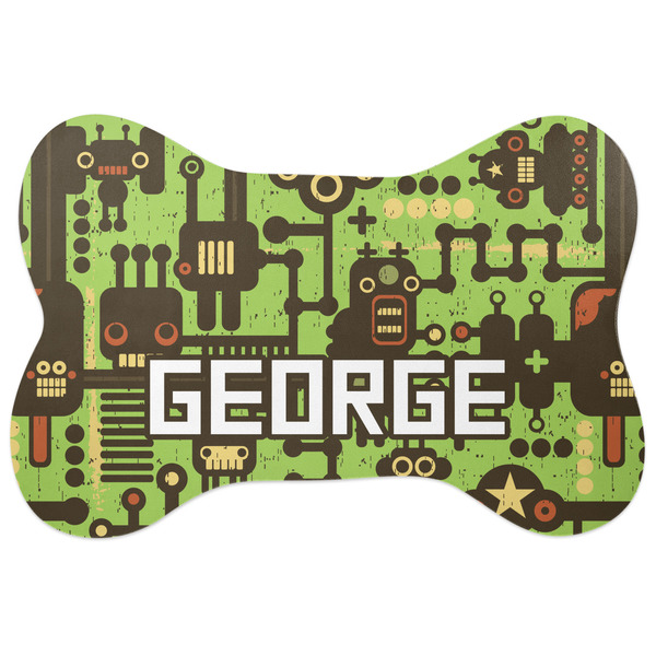 Custom Industrial Robot 1 Bone Shaped Dog Food Mat (Personalized)