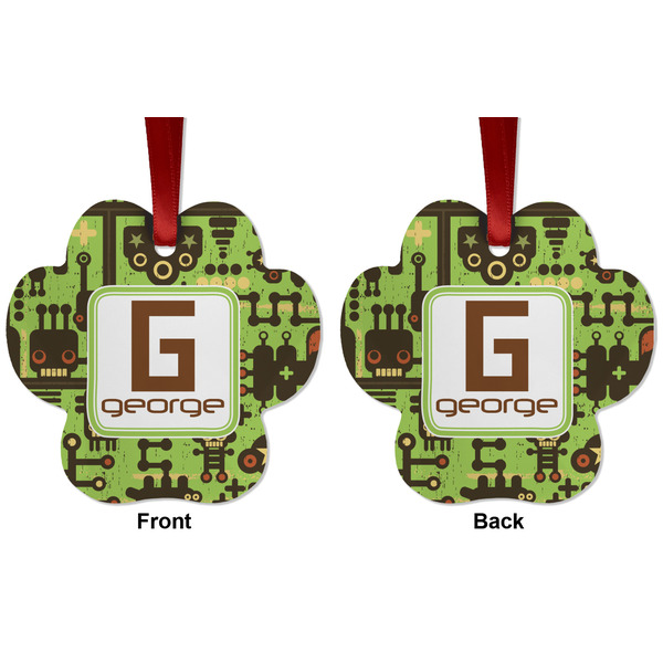 Industrial Robot 1 Metal Paw Ornament - Front and Back