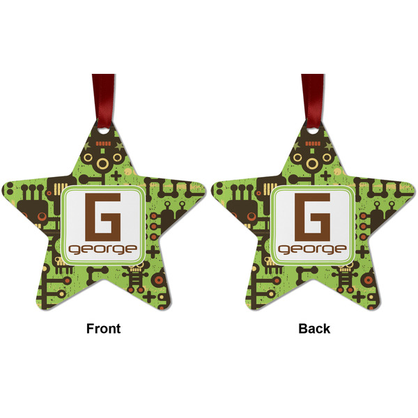 Industrial Robot 1 Metal Star Ornament - Front and Back