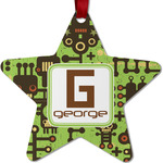 Industrial Robot 1 Metal Star Ornament - Double Sided w/ Name and Initial
