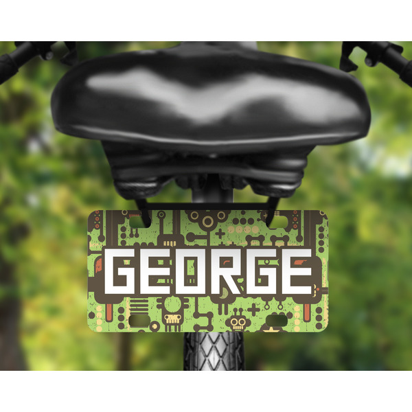 Industrial Robot 1 Mini License Plate on Bicycle