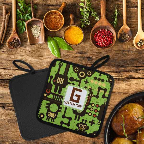 Industrial Robot 1 Neoprene Pot Holder - Set of 2  LIFESTYLE (Flatlay)